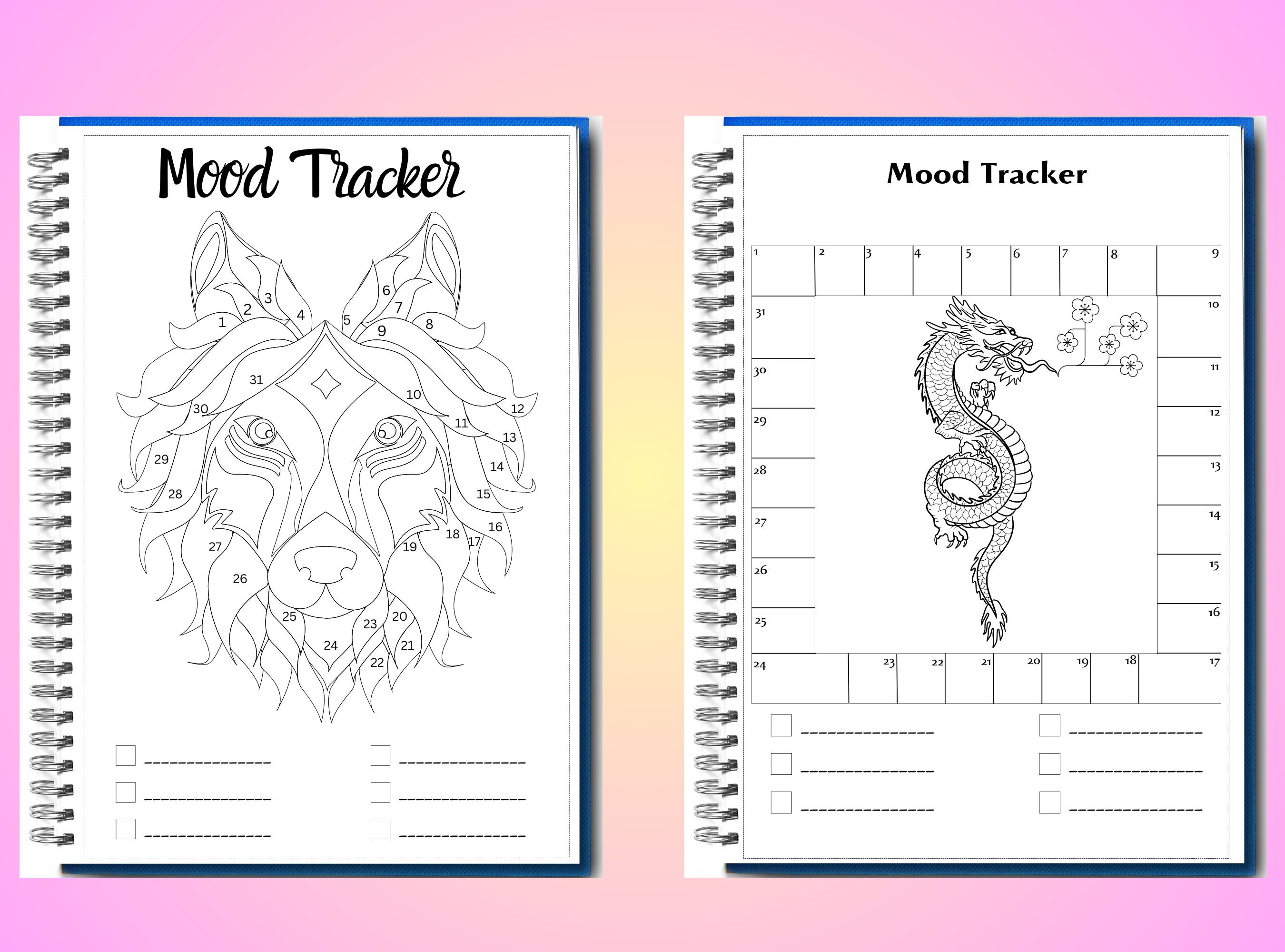 Printable Bullett Journal Page Printable Mood Tracker 12 Month Bundle ...