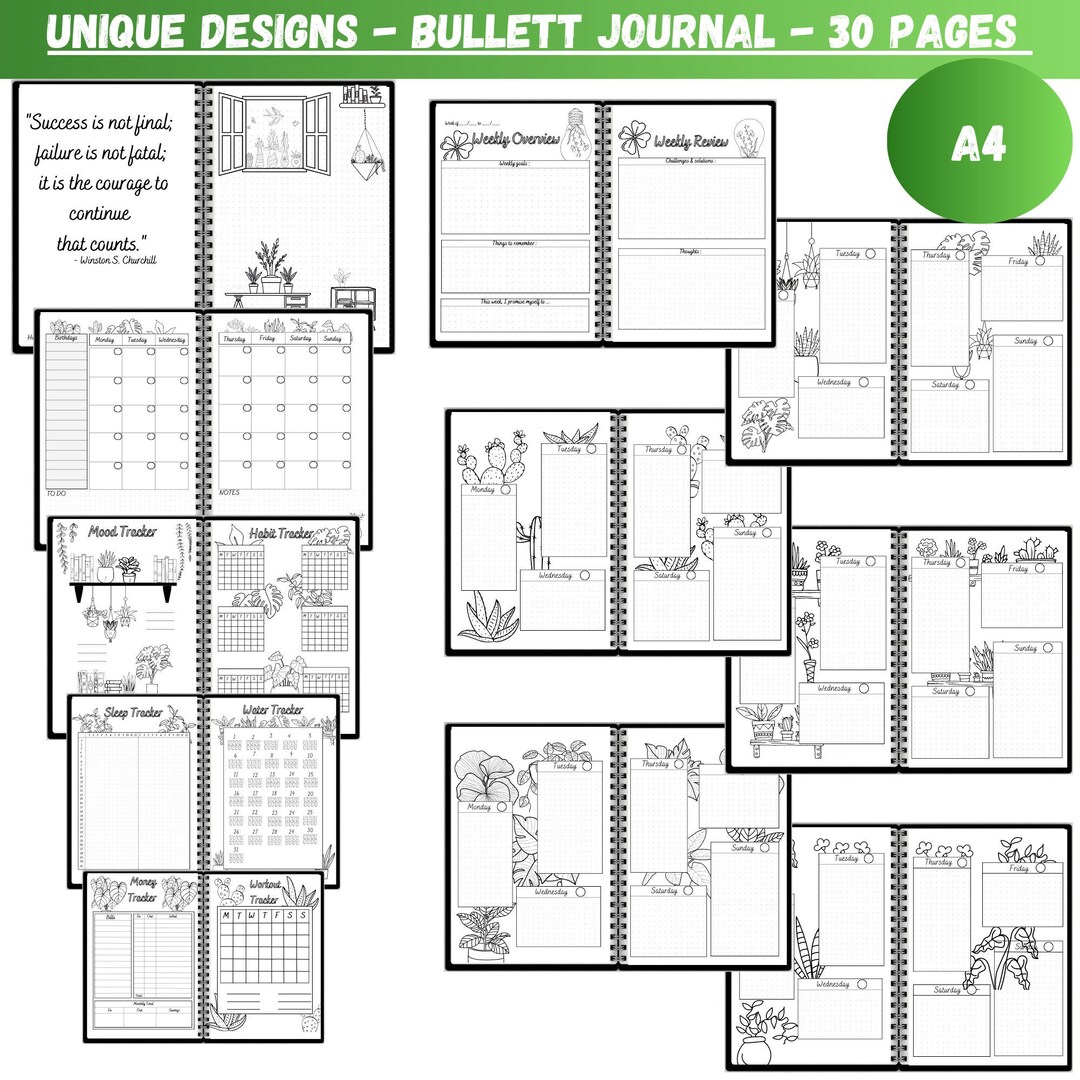 Printable Bullett Journal Printable Monthly Goal Spread Weekly Planner ...