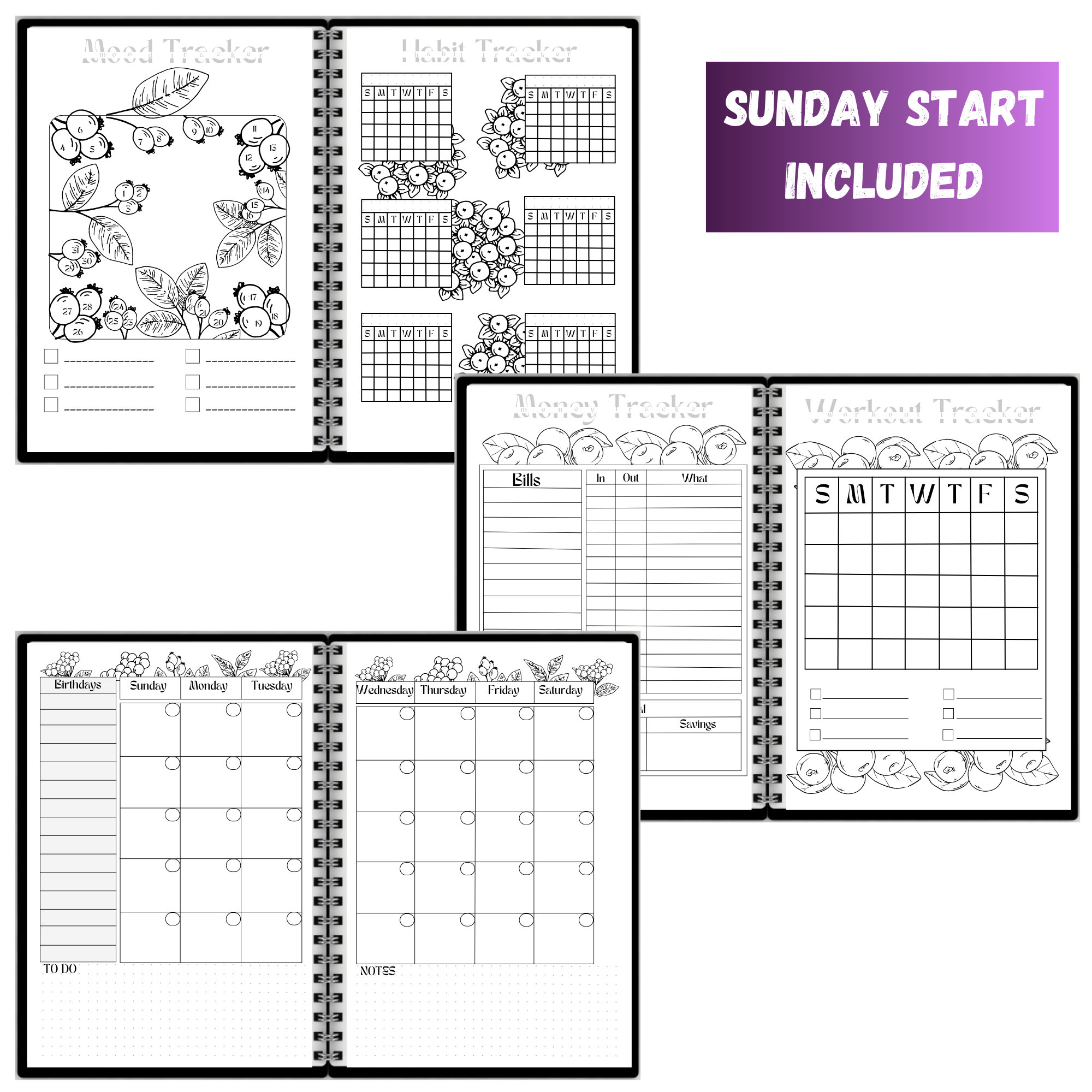Printable Bullett Journal Printable Monthly Calendar Goal - Etsy