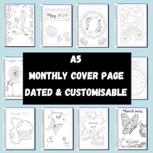 Monthly Cover Page Dated Customizable Bullet Journal Pages Bullett Journal Monthly Cover Page Premade Bujo Bullet Journal Printable Template