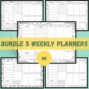 Bullett Journal Printable Page Planner Printable Template Undated Planner Undated Weekly Planner Undated Monthly Planner Spring Flowers