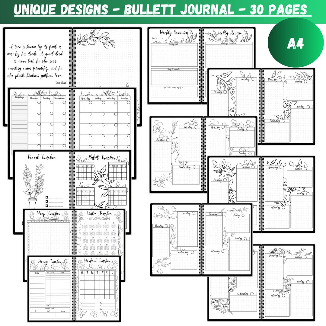 Printable Bullett Journal Printable Monthly Calendar Goal - Etsy