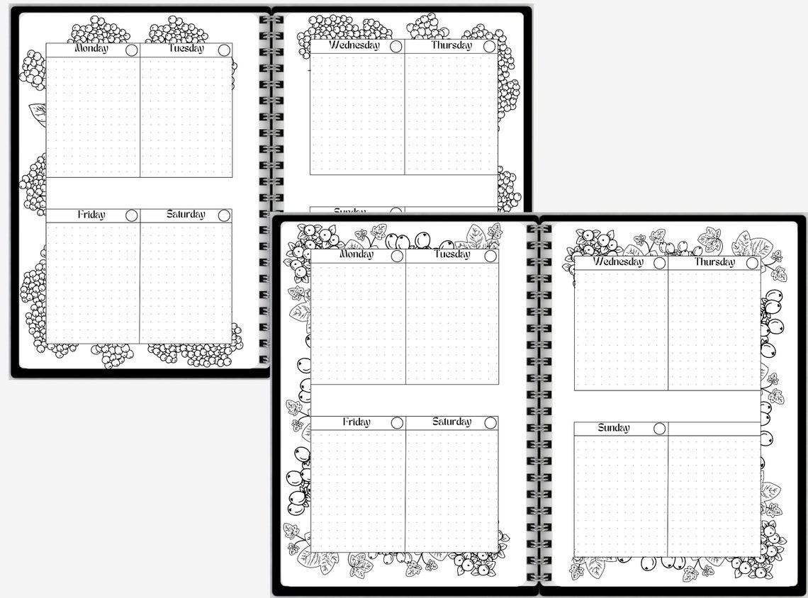 A4 Printable Planner Bujo Pages 5 Weekly Spreads Bullett Journal ...