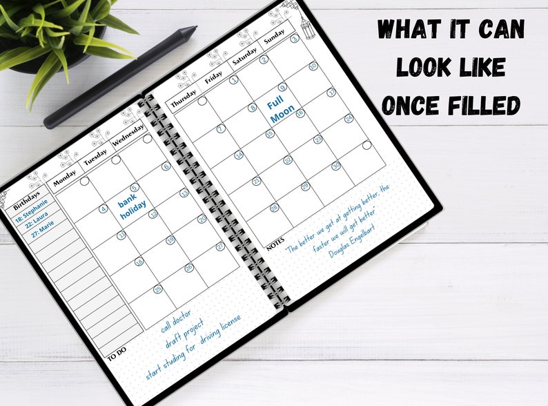 A4 Complete Planner Printable Bujo 5 Weekly Spread Weekly Habit Tracker ...