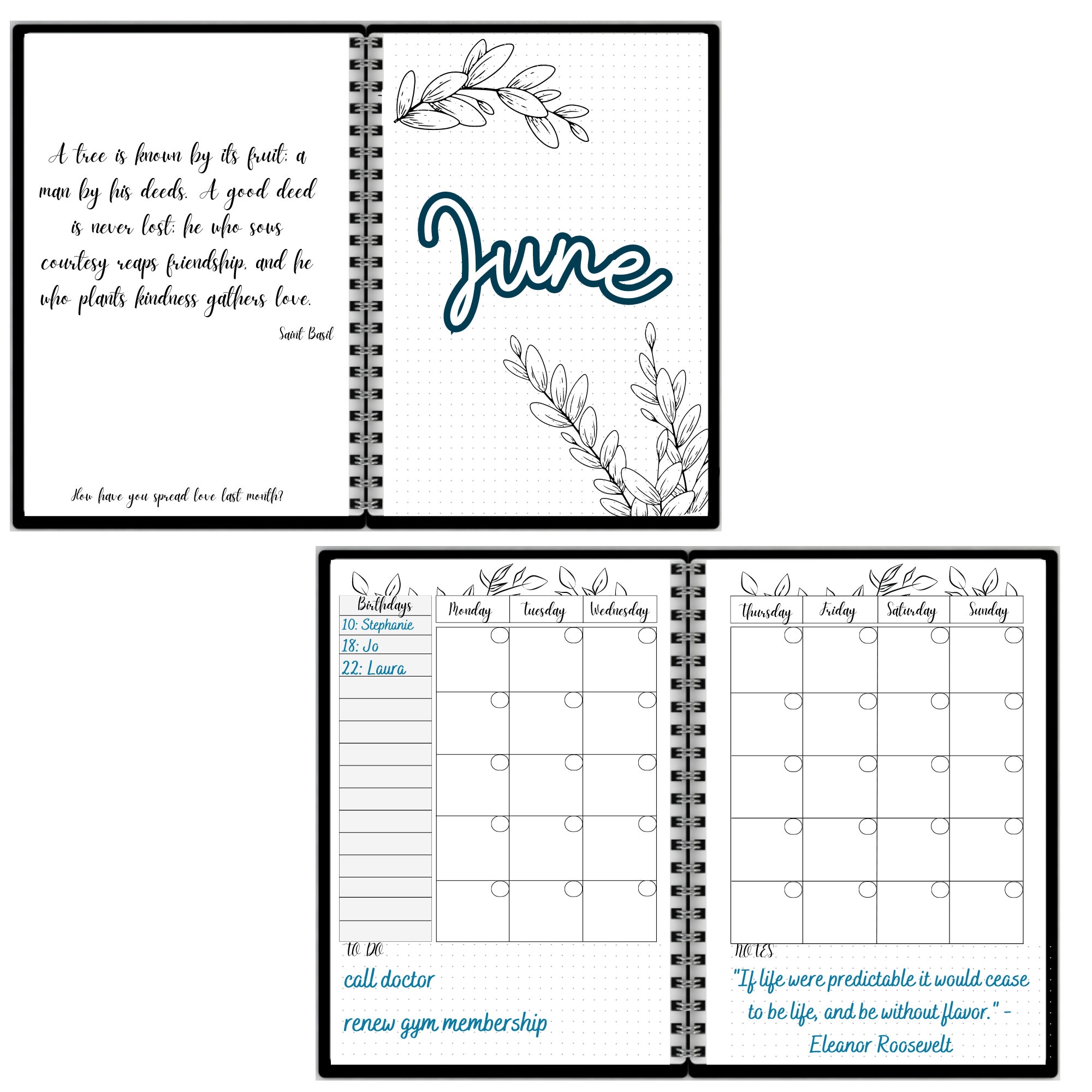 Printable Calendar Template Bullet Journal