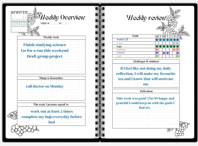 A4 Printable Planner Bujo Pages 5 Weekly Spreads Bullett Journal ...