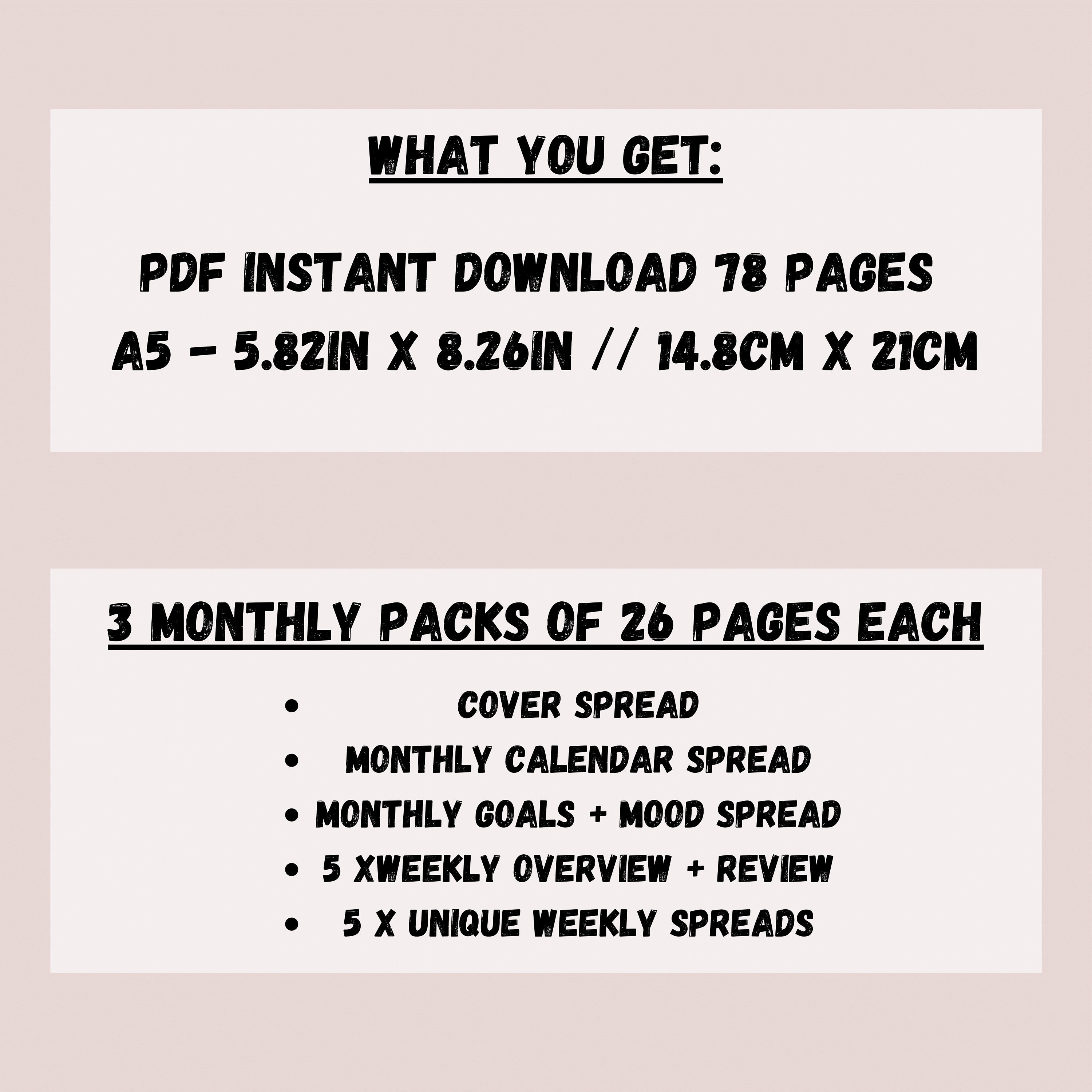 A5 Bundle Planner Bujo Bundle Printable Planner Bundle Premade Bullett ...