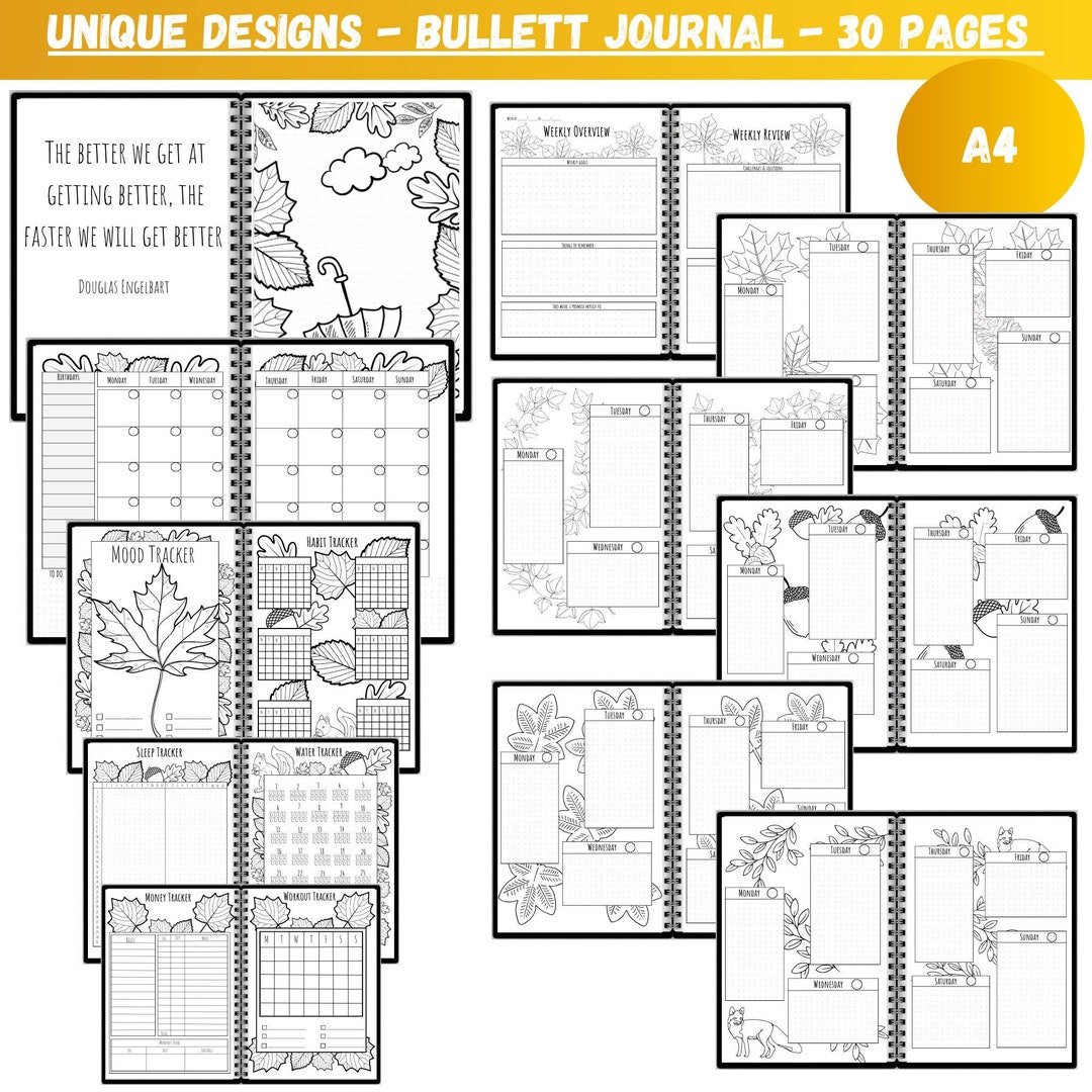 Printable Bullett Journal Printable Monthly Goal Spread Weekly - Etsy