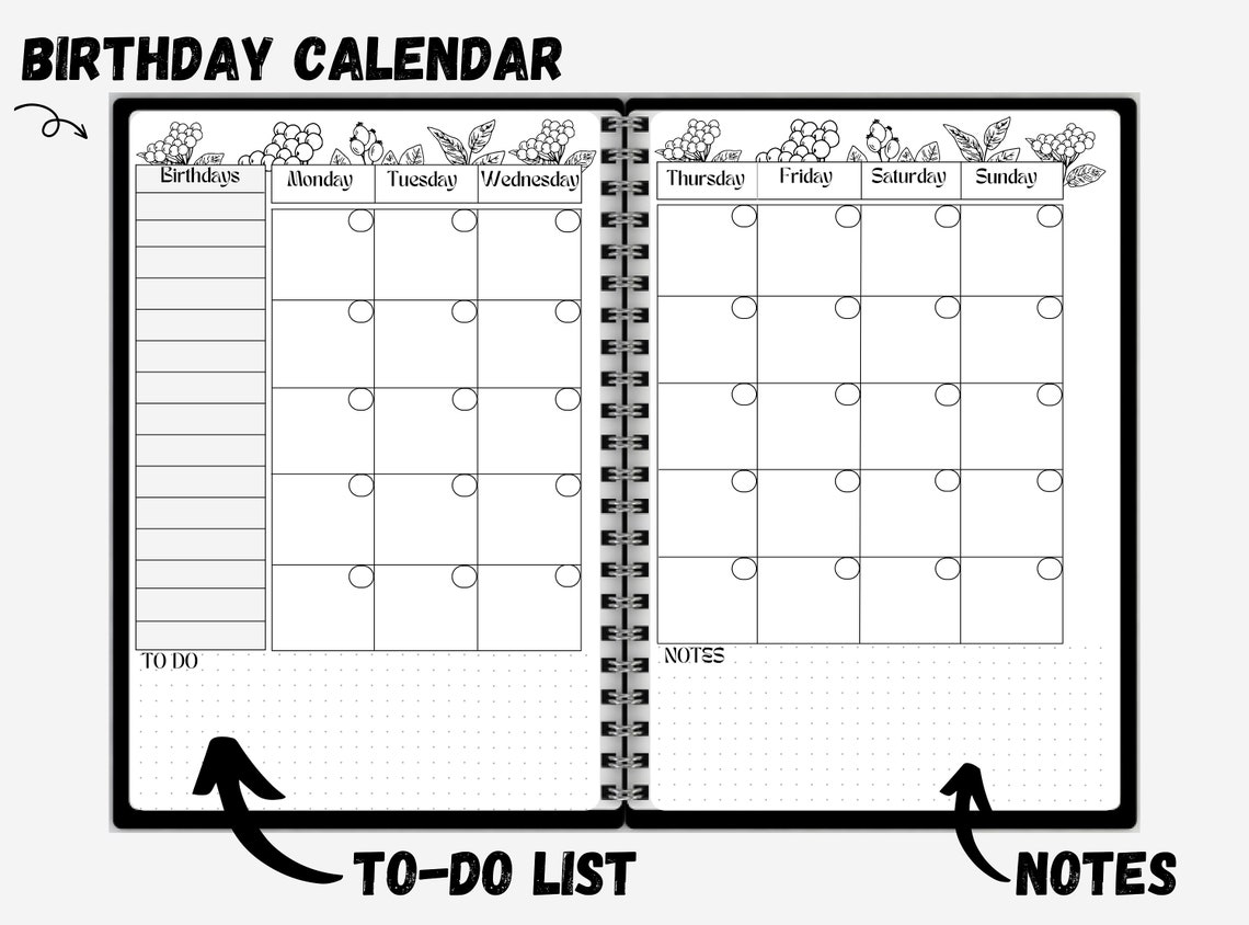 A4 Printable Planner Bujo Pages 5 Weekly Spreads Bullett Journal ...