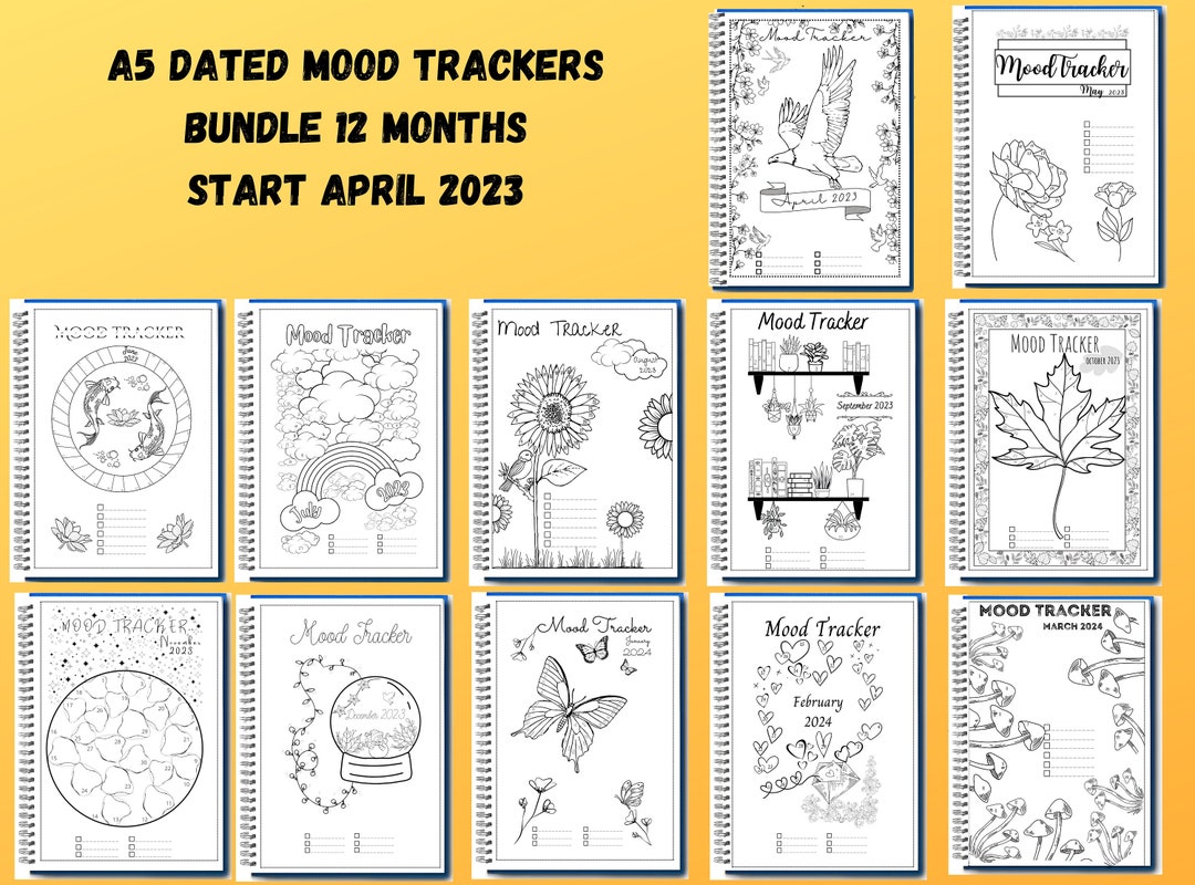 A5 Printable Mood Tracker 12 Months Dated Bundle Dated Printable ...