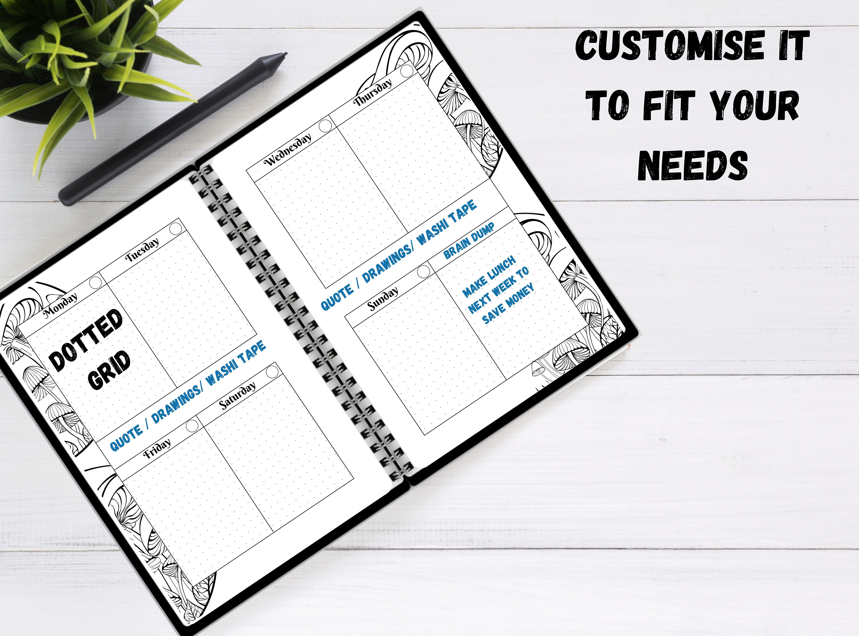 A5 Forestial Undated Premade Printable Bullet Journal Templates Refill ...