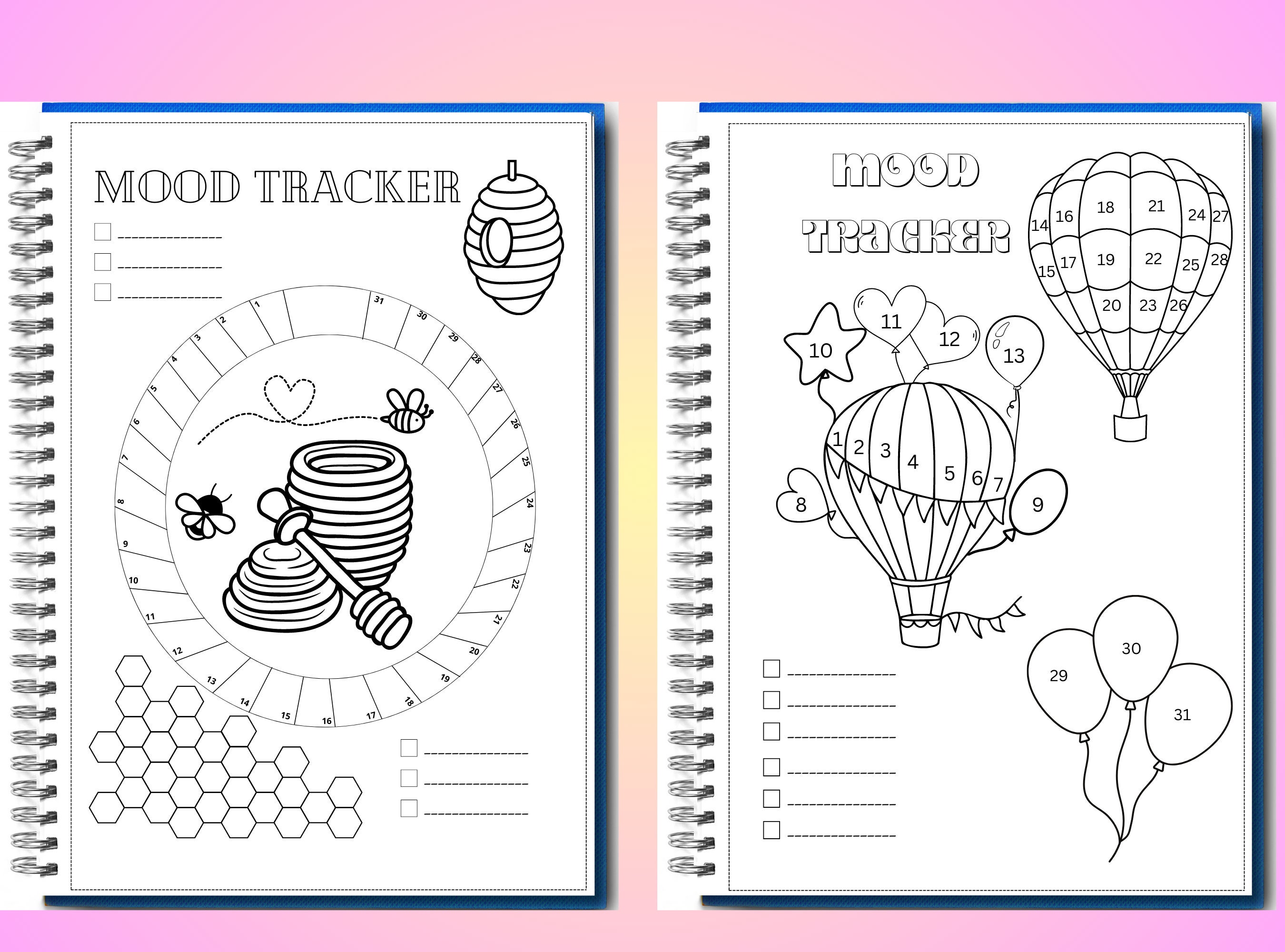 Printable Bullett Journal Page Printable Mood Tracker 12 Month Bundle ...