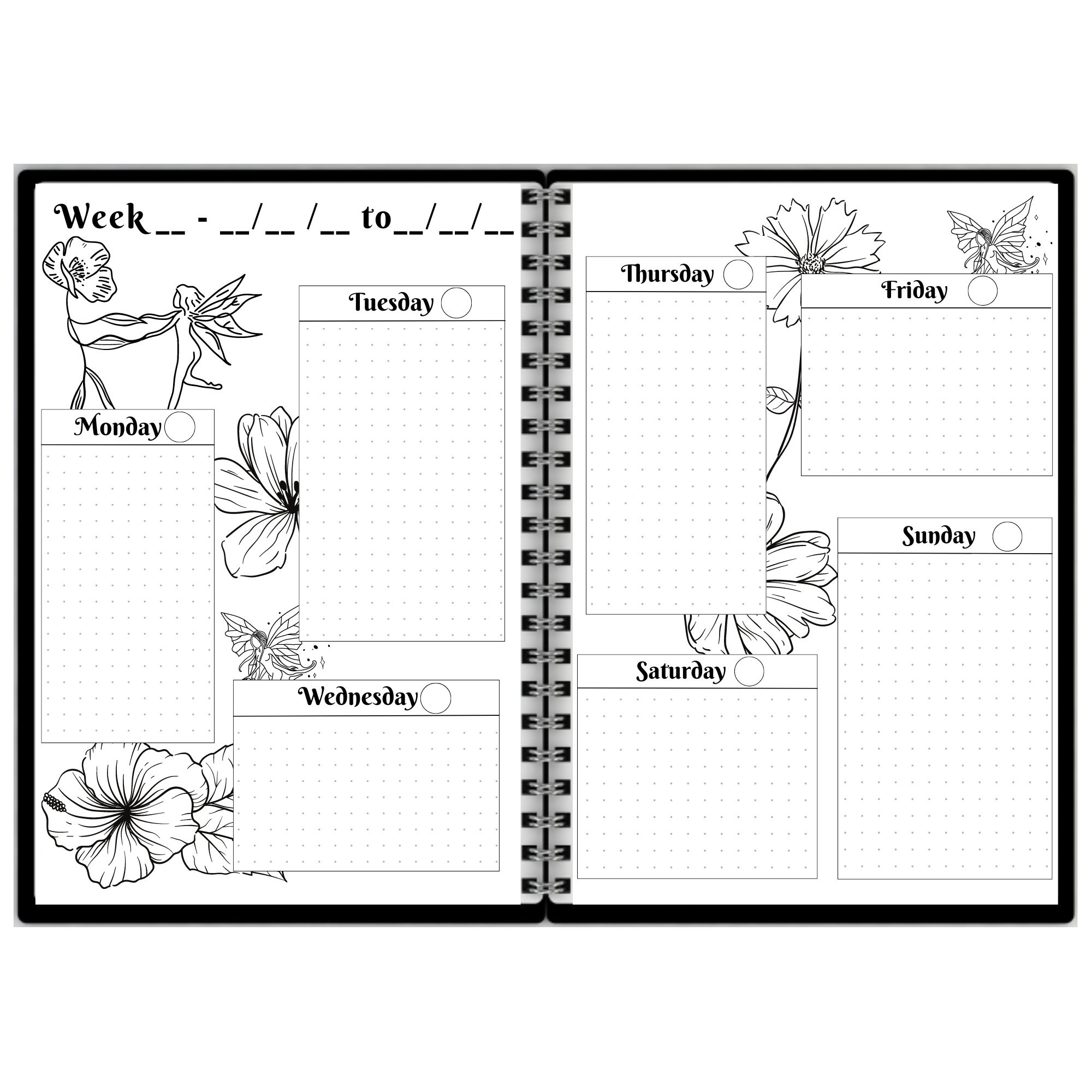 Undated Weekly Planner Printable Planner Monday Start Sunday - Etsy