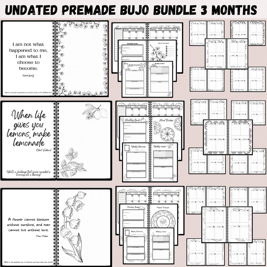 A5 Bundle Planner Bujo Bundle Printable Planner Bundle Premade Bullett ...