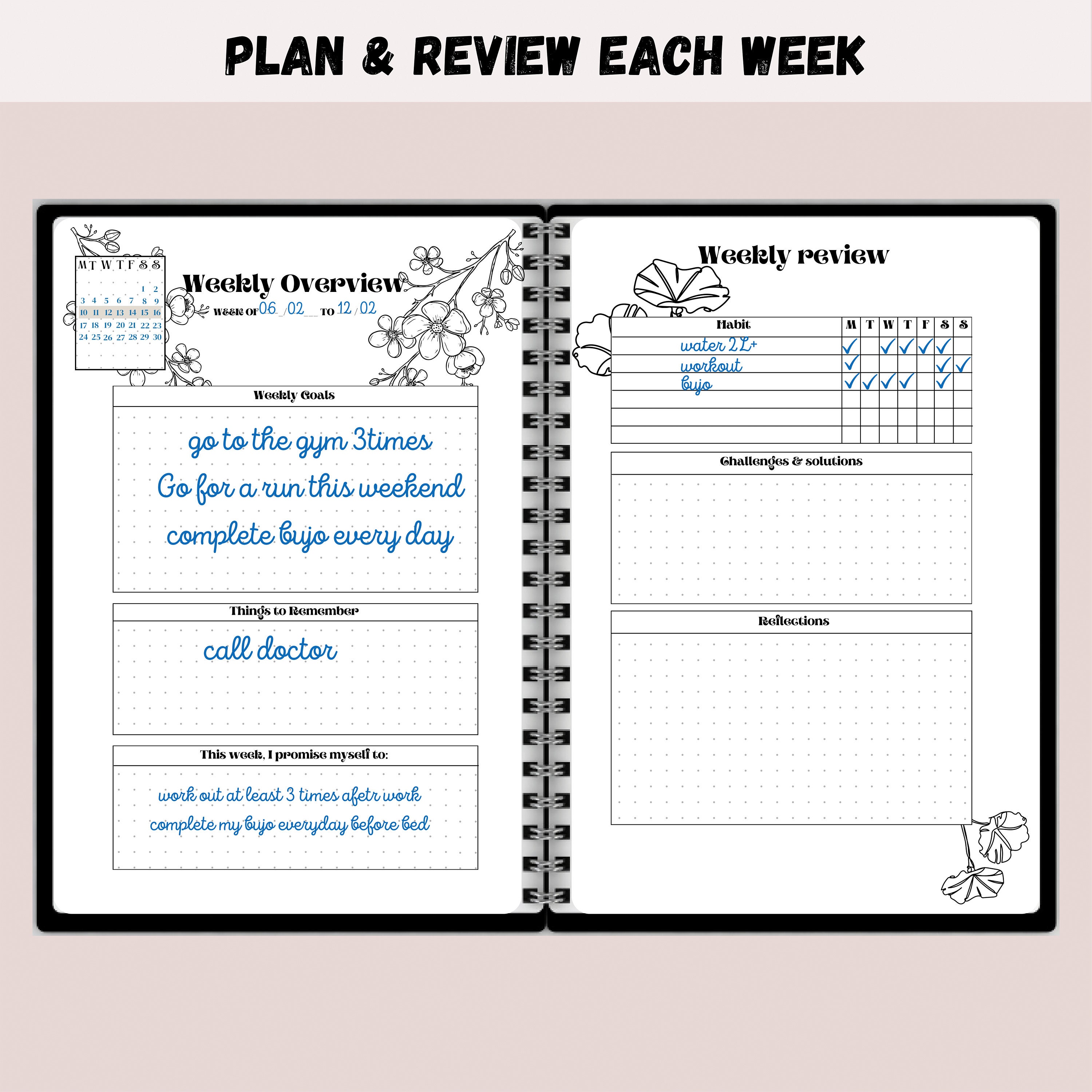 A5 Bundle Planner Bujo Bundle Printable Planner Bundle Premade Bullett ...