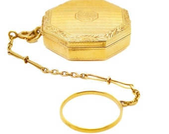 Antique Art Deco Octagonal 14k Gold Ladies' Finger Ring Compact