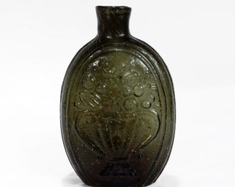 Antikes Füllhorn / Urne Pictoral American Blown Glass Flask oder Bottle G-III