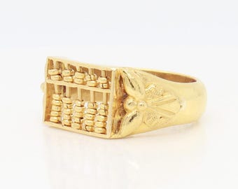 Vintage Chinese 18K Gold Abacus Ring