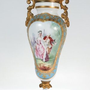 Old or Antique Signed Bronze Mounted Sevres Type Porcelain Urn or Vase - 2