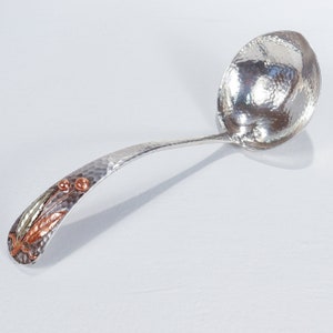 Antique Gorham Hand-Hammered Sterling Silver & Mixed Metals Sauce Ladle