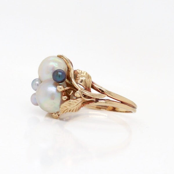 Ming's 14K Gold Double Baroque Pearl Cluster Ring
