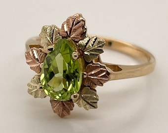 Coleman & Co. 10K Rose and Yellow Gold and Peridot Gemstone Ring