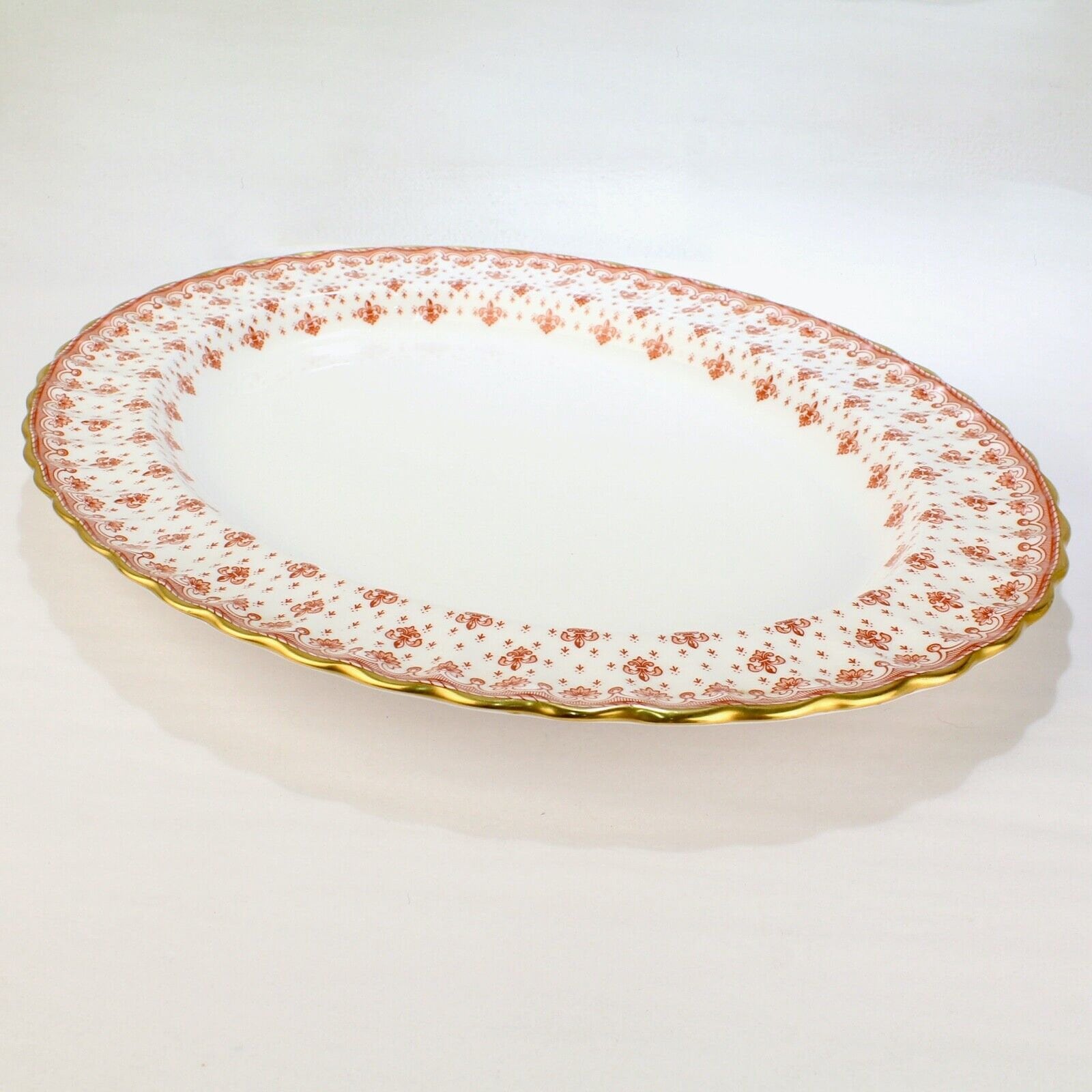 Spode Fleur De Lys Red Bone China 16" Oval Serving Platter - Gold Trim ...