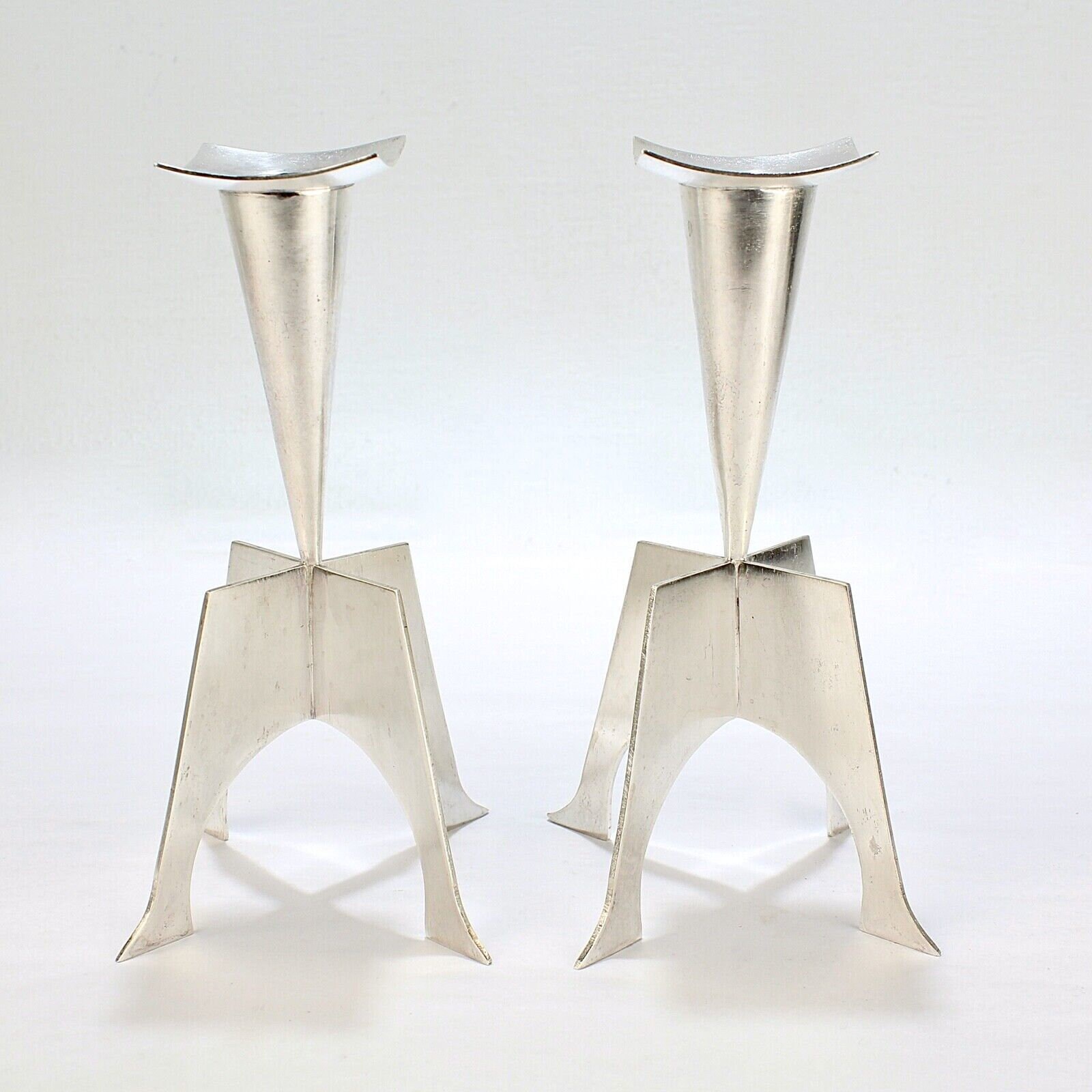 Pair of Kurt Matzdorf Modernist Handwrought Sterling Silver