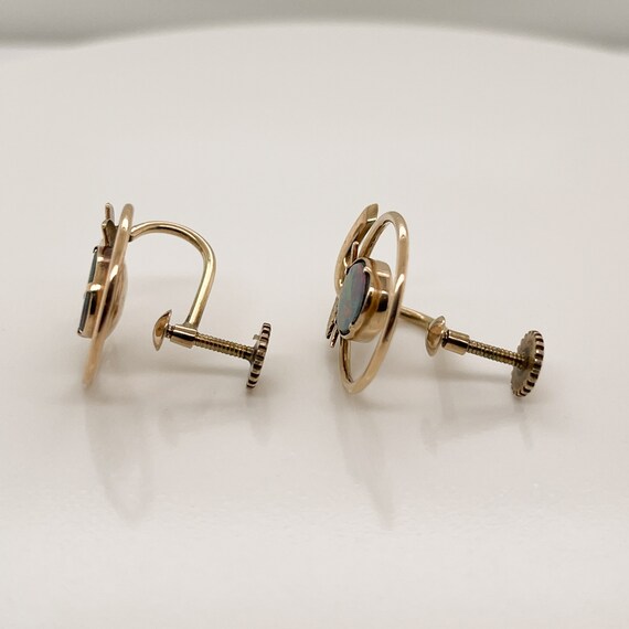 Vintage 10 Karat & Opal Doublet Screw Back Earrin… - image 8