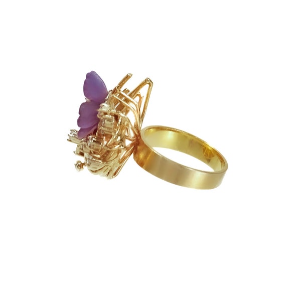 Mid-Century Modern 14k Gold, Amethyst, & Diamond … - image 3