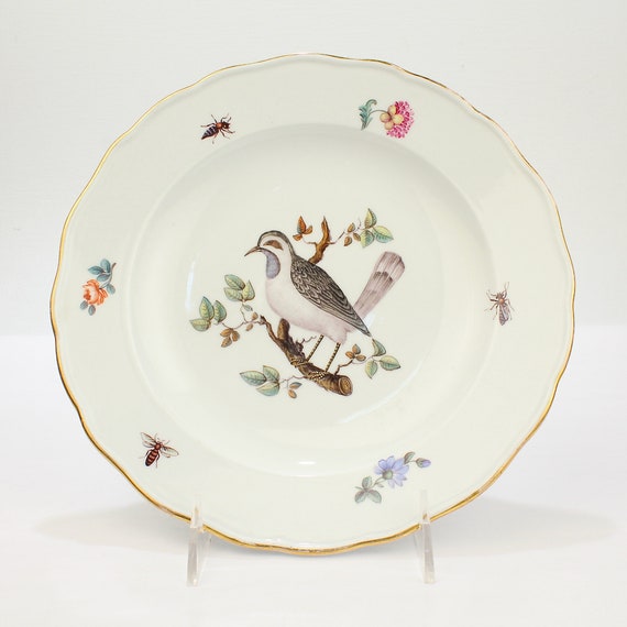 食器 Meissen, antique Antique 18th C. Ornithological Meissen Porcelain Plate