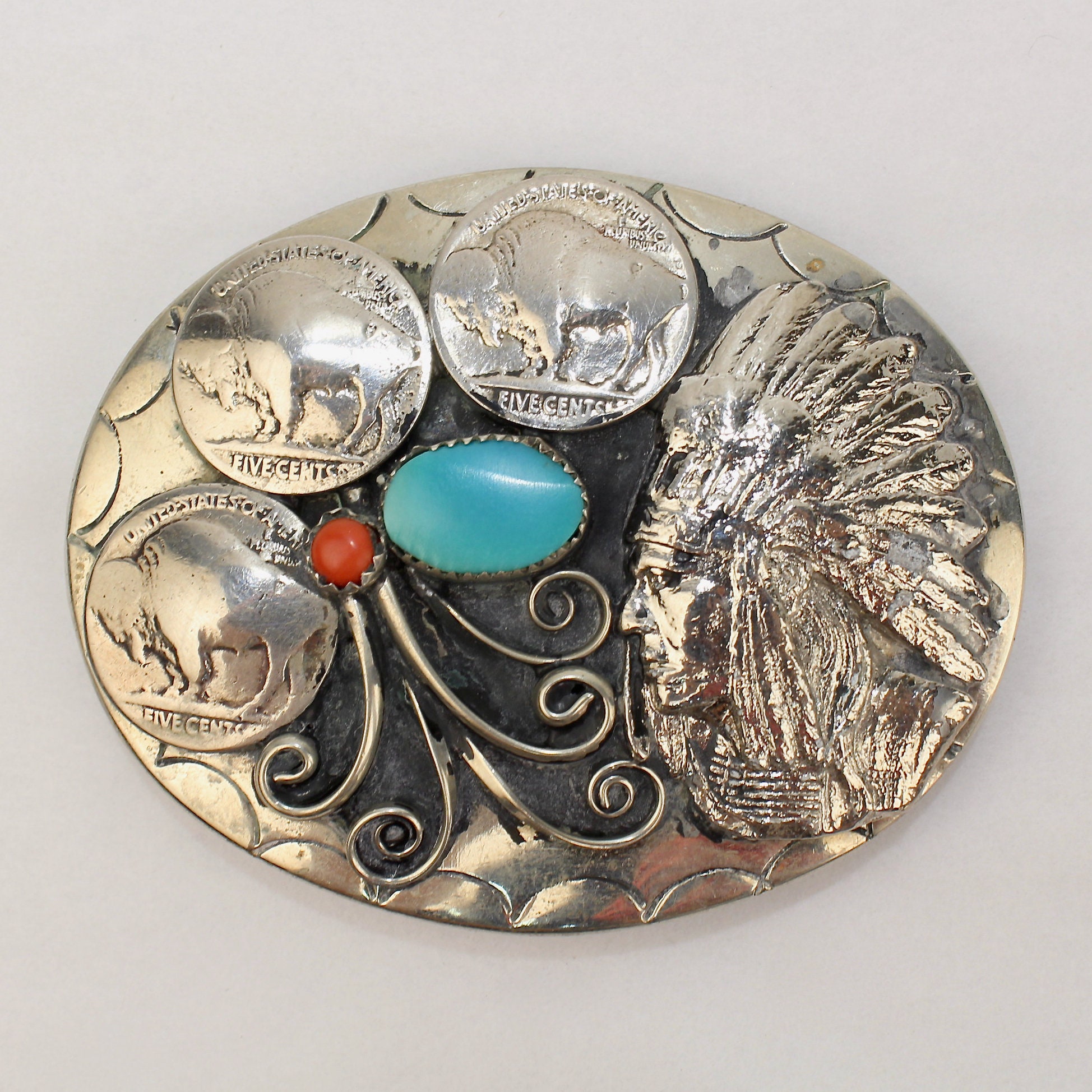 Vintage Signed Navajo Silver Belt Buckle by Squaw Wrap - Etsy