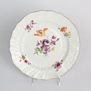 Antique 18th Century Meissen Porcelain Plate with Deutsche Blumen Flowers
