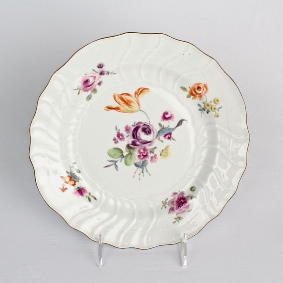 Antique 18th Century Meissen Porcelain Plate With Deutsche Blumen
