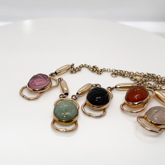 Vintage Estate Gold Filled & Multi-Gemstone Scara… - image 7