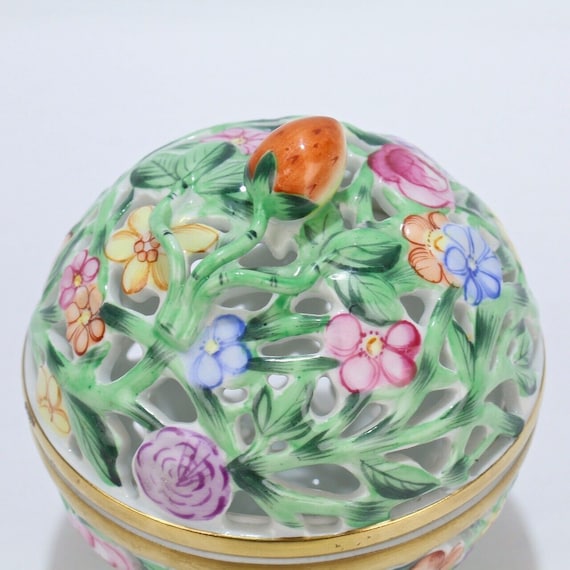 Vintage Estate Herend Porcelain Reticulated Potpo… - image 10