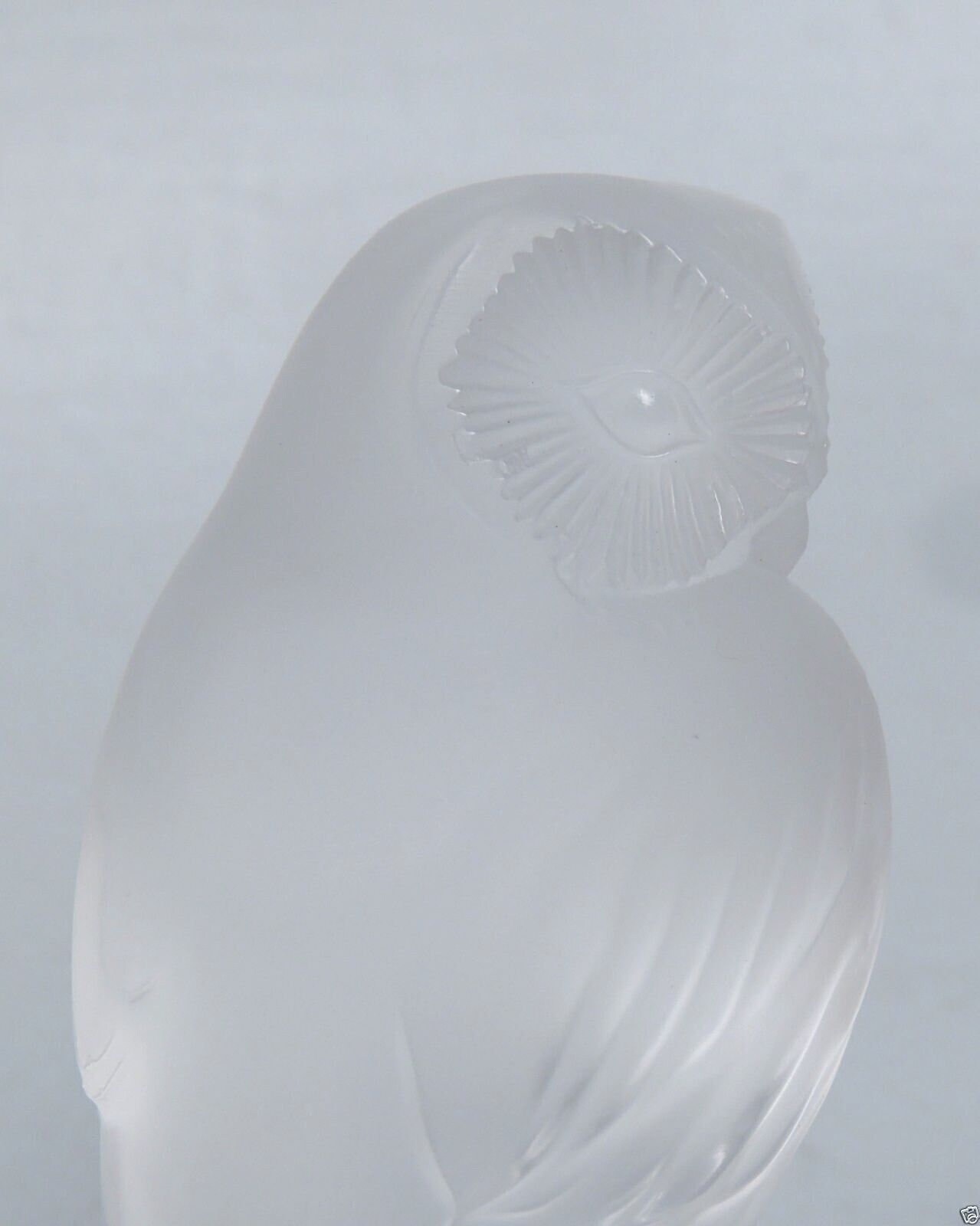 Lalique France Frosted Art Glass Seated Owl Figurine - Paperweight