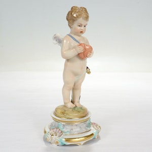 Old or Antique Meissen Porcelain Figurine of Cupid with Broken Heart - G 102