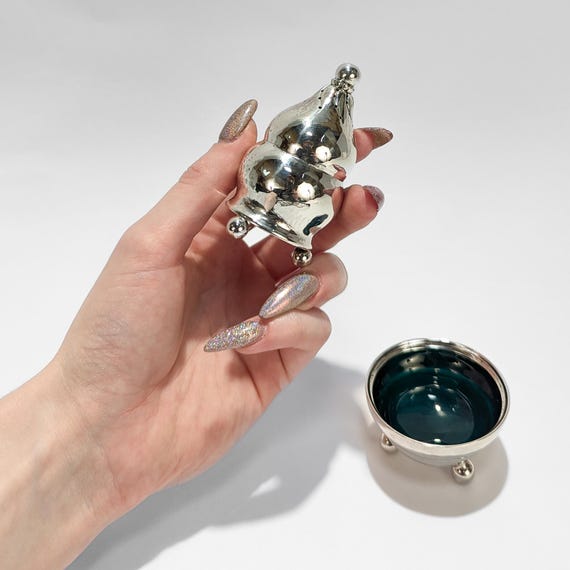 Georg Jensen Sterling Silver & Enamel Pepper Shaker and Salt