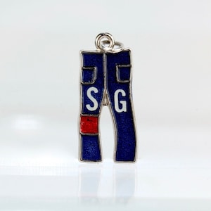 Vintage Sterling Silver & Enamel Jeans Charm or Pendant - Pants