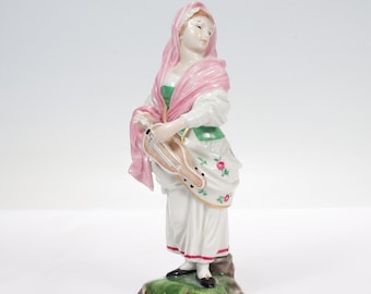 Vintage Höchst Hurdy Gurdy Girl Porcelain Figurine