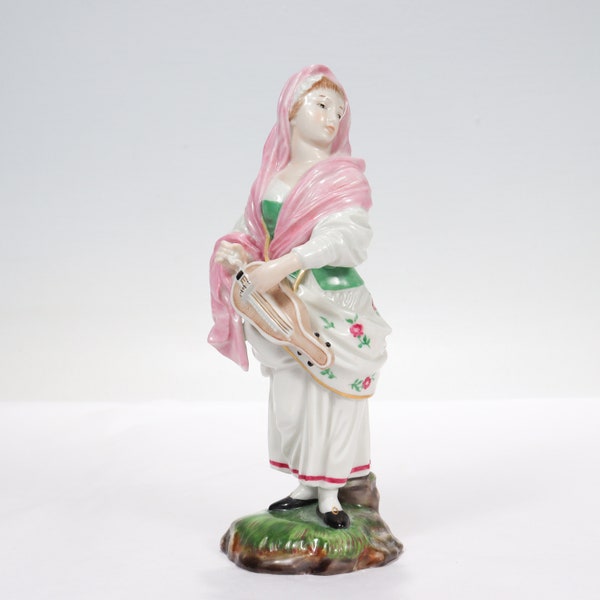 Vintage Höchst Hurdy Gurdy Girl Porcelain Figurine