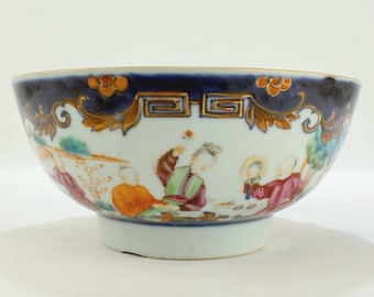 Antique Qing Period Chinese Export Porcelain Punch Bowl