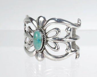 Vintage Old Pawn Navajo Silver & Turquoise Cuff Bracelet