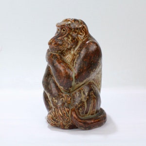Vintage Stoneware Pottery Monkey Figurine by Knud Khyn for Royal Copenhagen