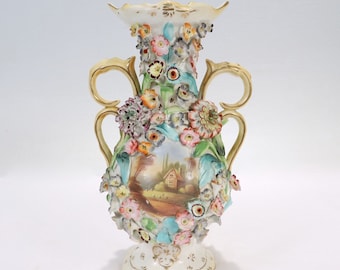 レア　コールポート　花瓶　アンティーク VINTAGE – COALBROOKDALE by COALPORT Flower Encrusted Lidded Pot