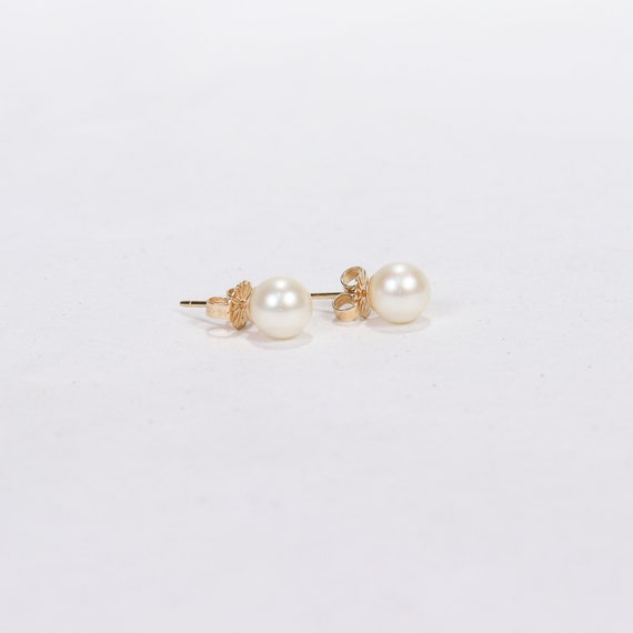 Pair of 14 Karat Gold & Pearl Stud Earrings