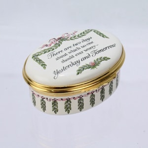 Caja de esmalte Vintage Halcyon Days Bilston y Battersea - Ayer y mañana VR