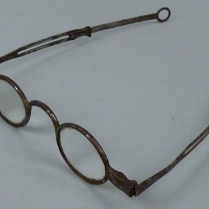 Antique 18c/19c Steel Frame Spectacles or Glasses with Hoop Ear Slides Georgian