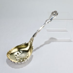 Antique Whiting Sterling Silver Imperial Queen Berry Or Serving Spoon - Gilt SL